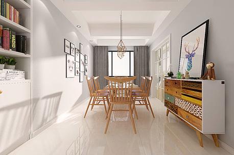 现代简约餐厅室内装饰装修效果图现代住宅室内沙发和厨房区3d渲染概念